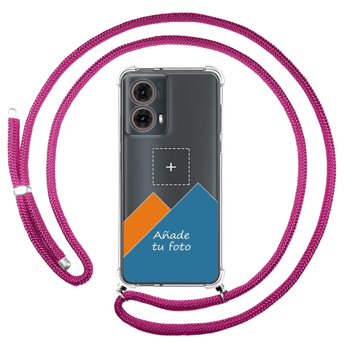 Personaliza tu Funda Colgante Transparente para Motorola Moto G85 5G con Cordon Rosa Fucsia Dibujo Personalizada