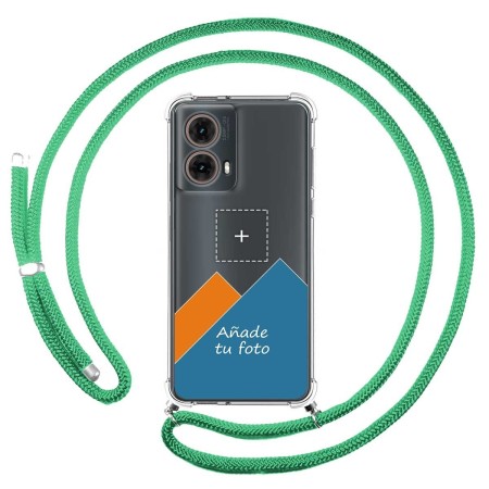 Personaliza tu Funda Colgante Transparente para Motorola Moto G85 5G con Cordon Verde Agua Dibujo Personalizada