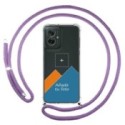 Personaliza tu Funda Colgante Transparente para Motorola Moto G55 5G con Cordon Morado Dibujo Personalizada