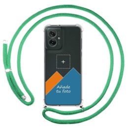 Personaliza tu Funda Colgante Transparente para Motorola Moto G55 5G con Cordon Verde Agua Dibujo Personalizada