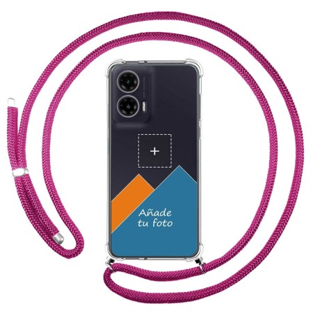 Personaliza tu Funda Colgante Transparente para Motorola Moto G35 5G con Cordon Rosa Fucsia Dibujo Personalizada