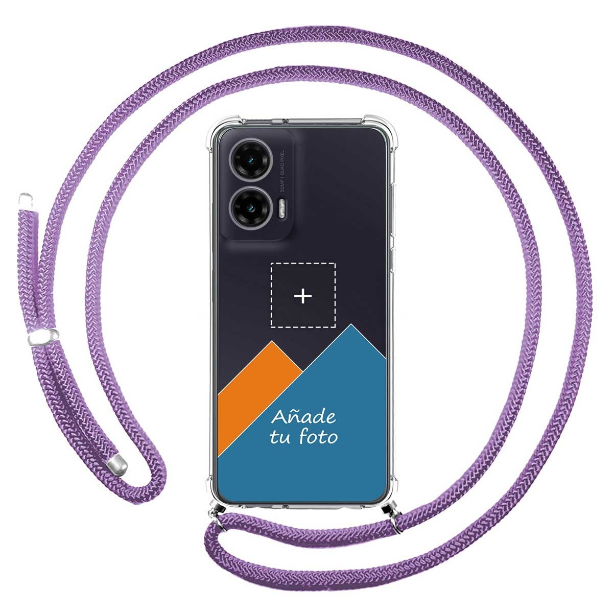 Personaliza tu Funda Colgante Transparente para Motorola Moto G35 5G con Cordon Morado Dibujo Personalizada