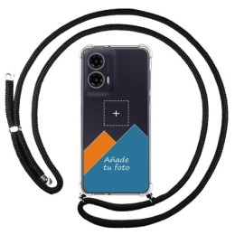 Personaliza tu Funda Colgante Transparente para Motorola Moto G35 5G con Cordon Negro Dibujo Personalizada