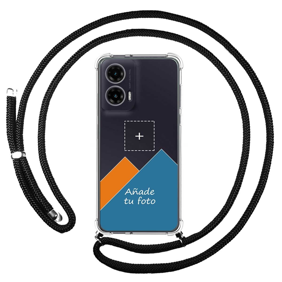 Personaliza tu Funda Colgante Transparente para Motorola Moto G35 5G con Cordon Negro Dibujo Personalizada