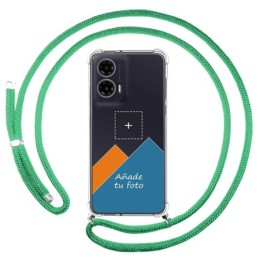 Personaliza tu Funda Colgante Transparente para Motorola Moto G35 5G con Cordon Verde Agua Dibujo Personalizada