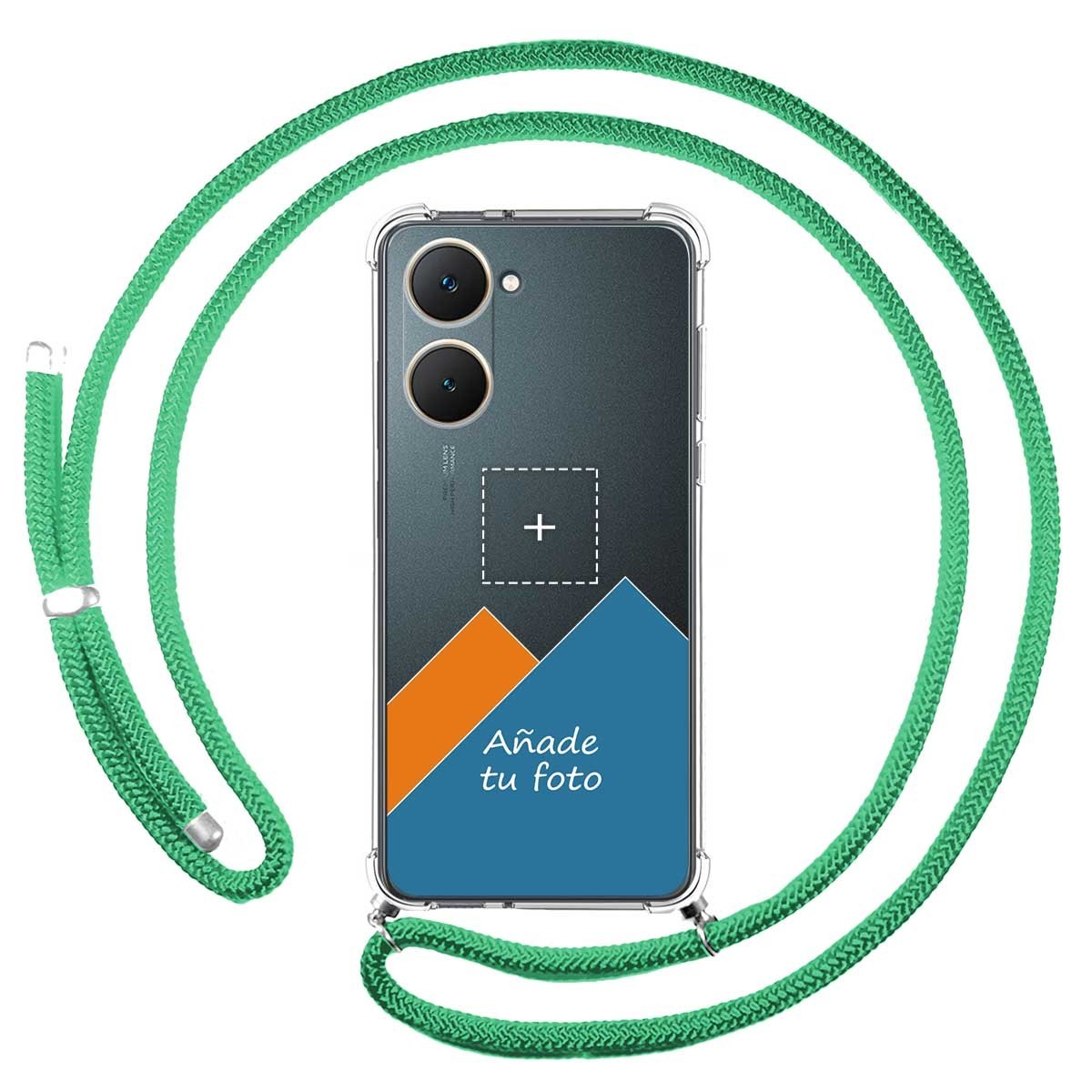 Personaliza tu Funda Colgante Transparente para Vivo Y03 / Y28s 5G con Cordon Verde Agua Dibujo Personalizada