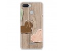 Funda Gel Tpu para Xiaomi Redmi 6 Diseño Corazones Madera Dibujos