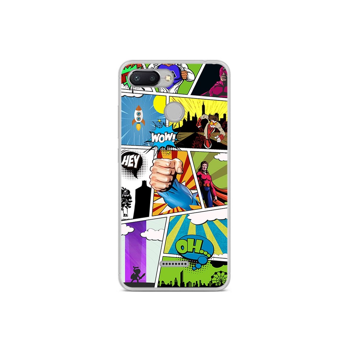 Funda Gel Tpu para Xiaomi Redmi 6 Diseño Comic Dibujos