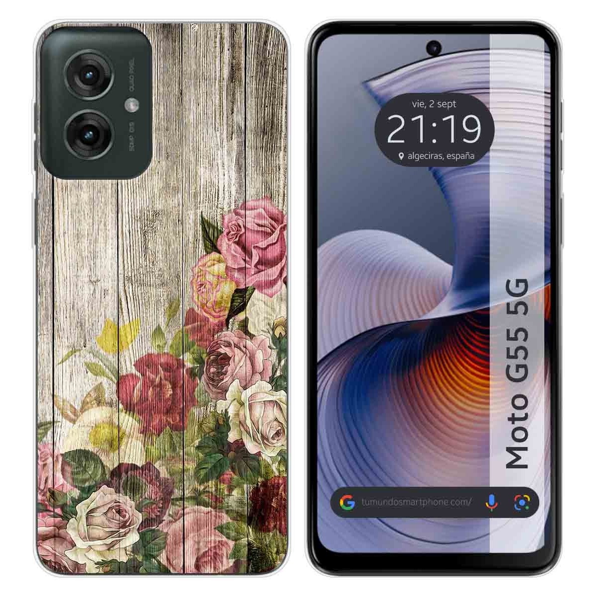 Funda Silicona para Motorola Moto G55 5G diseño Madera 08 Dibujos