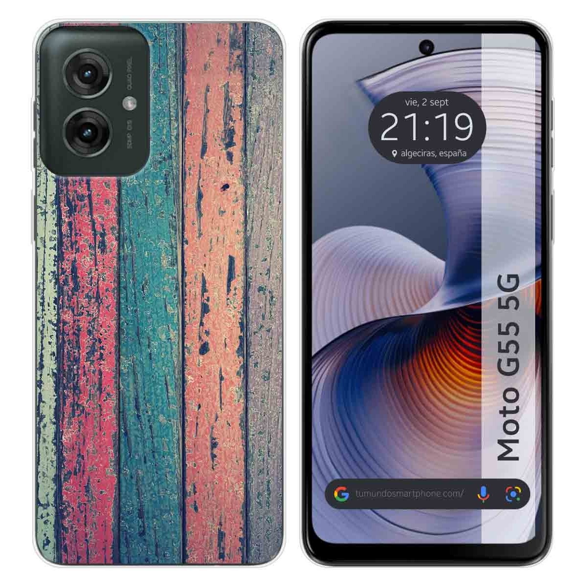 Funda Silicona para Motorola Moto G55 5G diseño Madera 10 Dibujos