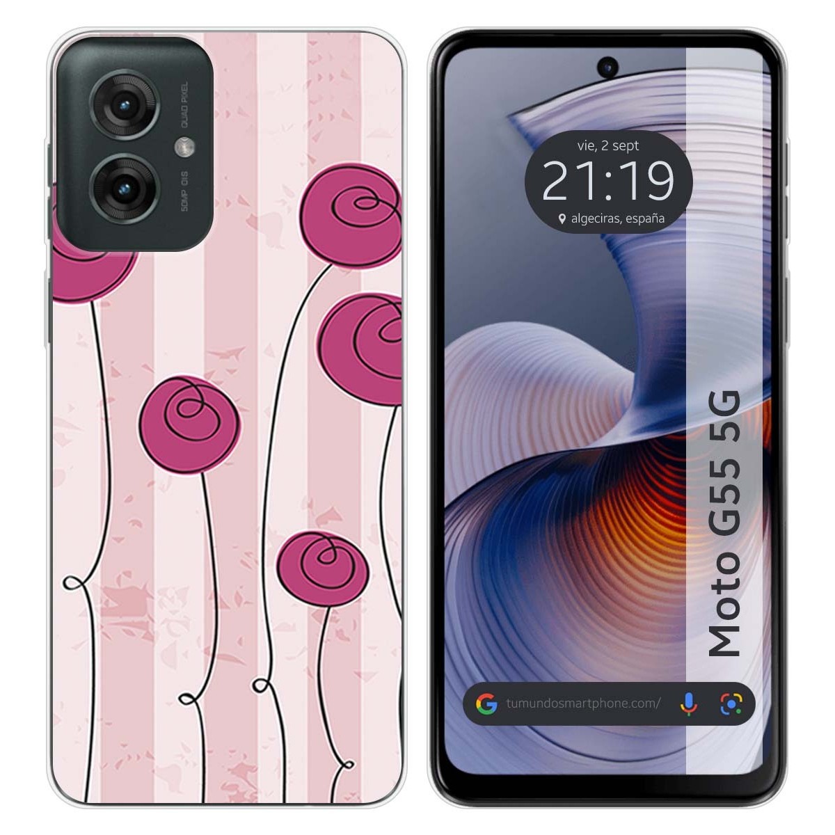 Funda Silicona para Motorola Moto G55 5G diseño Flores Vintage Dibujos