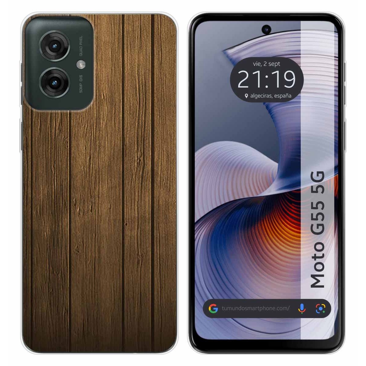 Funda Silicona para Motorola Moto G55 5G diseño Madera Dibujos