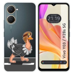 Funda Silicona Transparente para Vivo Y03 / Y28s 5G diseño Avestruz Dibujos