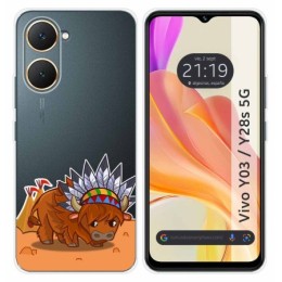 Funda Silicona Transparente para Vivo Y03 / Y28s 5G diseño Bufalo Dibujos