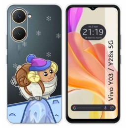 Funda Silicona Transparente para Vivo Y03 / Y28s 5G diseño Cabra Dibujos