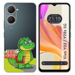 Funda Silicona Transparente para Vivo Y03 / Y28s 5G diseño Coco Dibujos