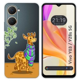 Funda Silicona Transparente para Vivo Y03 / Y28s 5G diseño Jirafa Dibujos