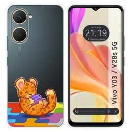 Funda Silicona Transparente para Vivo Y03 / Y28s 5G diseño Leopardo Dibujos
