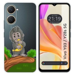 Funda Silicona Transparente para Vivo Y03 / Y28s 5G diseño Mono Dibujos