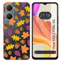 Funda Silicona Transparente para Vivo Y03 / Y28s 5G diseño Otoño Dibujos