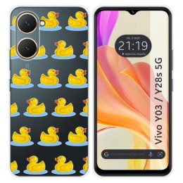 Funda Silicona Transparente para Vivo Y03 / Y28s 5G diseño Pato Dibujos