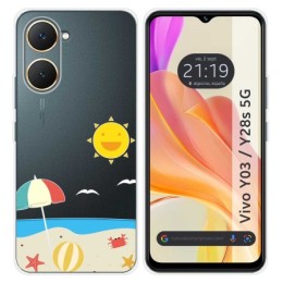 Funda Silicona Transparente para Vivo Y03 / Y28s 5G diseño Playa Dibujos