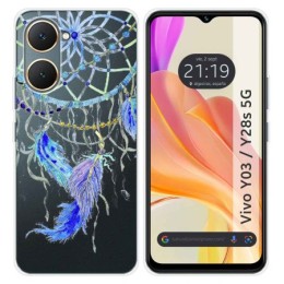 Funda Silicona Transparente para Vivo Y03 / Y28s 5G diseño Plumas Dibujos