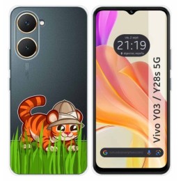 Funda Silicona Transparente para Vivo Y03 / Y28s 5G diseño Tigre Dibujos