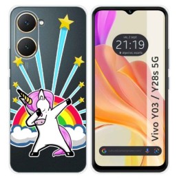 Funda Silicona Transparente para Vivo Y03 / Y28s 5G diseño Unicornio Dibujos