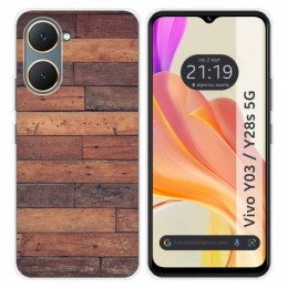 Funda Silicona para Vivo Y03 / Y28s 5G diseño Madera 03 Dibujos