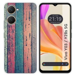 Funda Silicona para Vivo Y03 / Y28s 5G diseño Madera 10 Dibujos