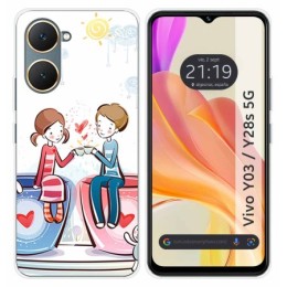 Funda Silicona para Vivo Y03 / Y28s 5G diseño Café Dibujos