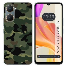 Funda Silicona para Vivo Y03 / Y28s 5G diseño Camuflaje Dibujos