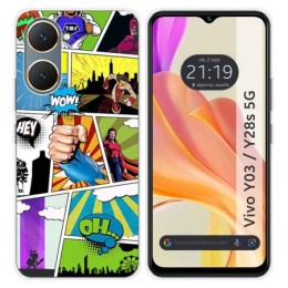 Funda Silicona para Vivo Y03 / Y28s 5G diseño Comic Dibujos