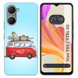 Funda Silicona para Vivo Y03 / Y28s 5G diseño Furgoneta Dibujos