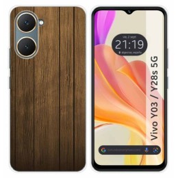 Funda Silicona para Vivo Y03 / Y28s 5G diseño Madera Dibujos