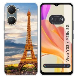 Funda Silicona para Vivo Y03 / Y28s 5G diseño Paris Dibujos