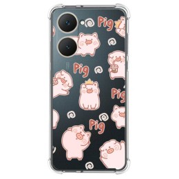 Funda Silicona Antigolpes para Vivo Y03 / Y28s 5G diseño Cerdos Dibujos