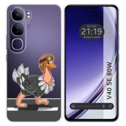 Funda Silicona Transparente para Vivo V40 SE 5G 80W diseño Avestruz Dibujos
