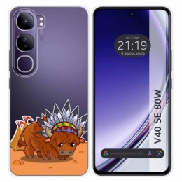 Funda Silicona Transparente para Vivo V40 SE 5G 80W diseño Bufalo Dibujos