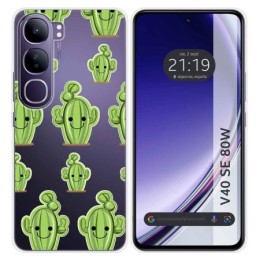 Funda Silicona Transparente para Vivo V40 SE 5G 80W diseño Cactus Dibujos