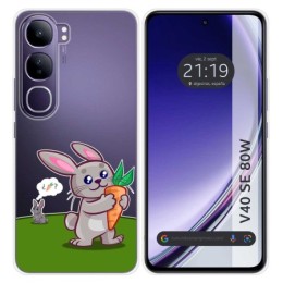 Funda Silicona Transparente para Vivo V40 SE 5G 80W diseño Conejo Dibujos
