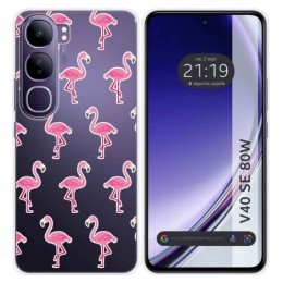 Funda Silicona Transparente para Vivo V40 SE 5G 80W diseño Flamenco Dibujos