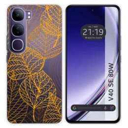 Funda Silicona Transparente para Vivo V40 SE 5G 80W diseño Hojas Dibujos