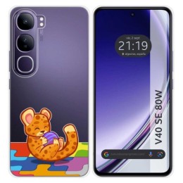 Funda Silicona Transparente para Vivo V40 SE 5G 80W diseño Leopardo Dibujos