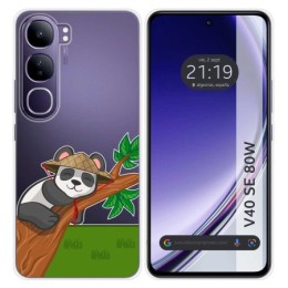 Funda Silicona Transparente para Vivo V40 SE 5G 80W diseño Panda Dibujos