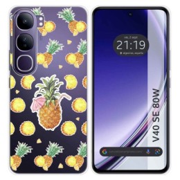 Funda Silicona Transparente para Vivo V40 SE 5G 80W diseño Piña Dibujos