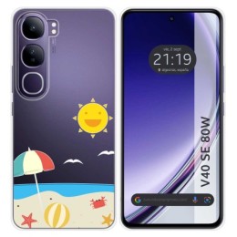 Funda Silicona Transparente para Vivo V40 SE 5G 80W diseño Playa Dibujos