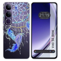 Funda Silicona Transparente para Vivo V40 SE 5G 80W diseño Plumas Dibujos