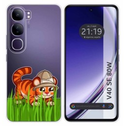 Funda Silicona Transparente para Vivo V40 SE 5G 80W diseño Tigre Dibujos
